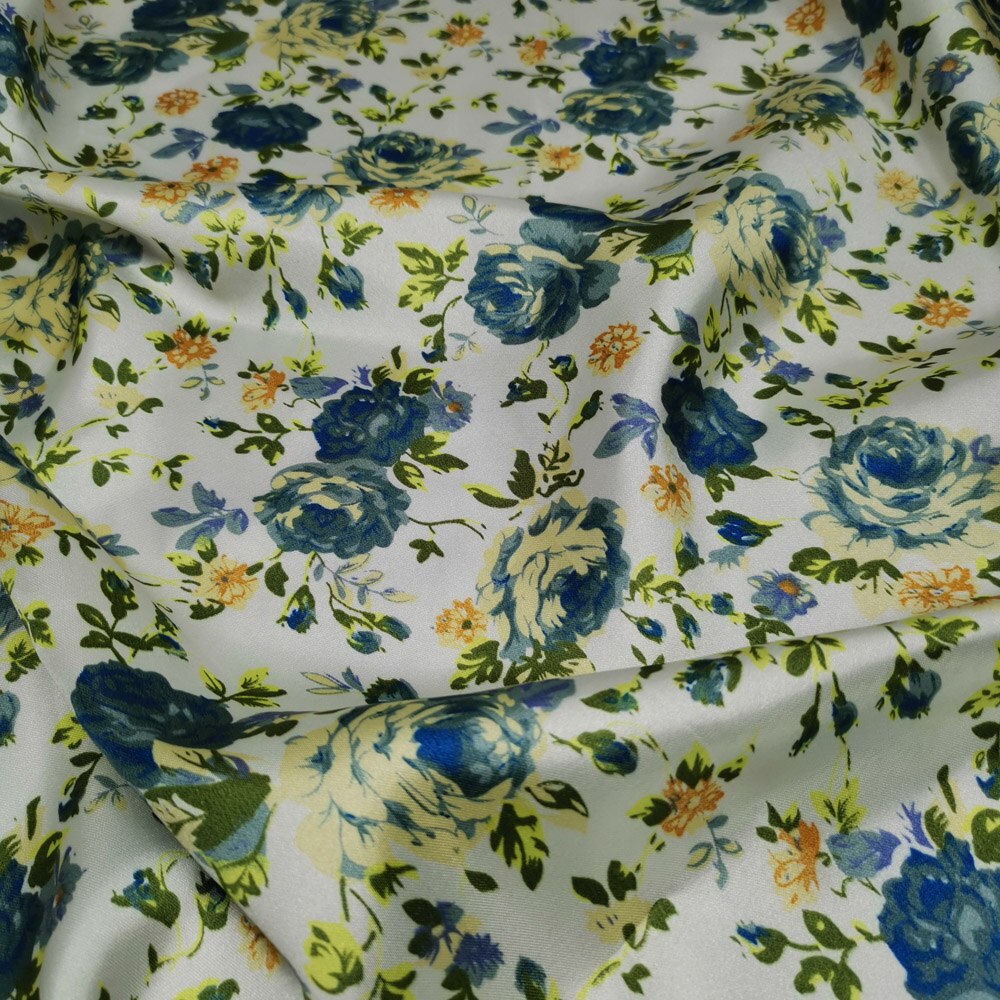 Rose print satin stof sko foring cap bånd indpakning scene tøj stof: 2