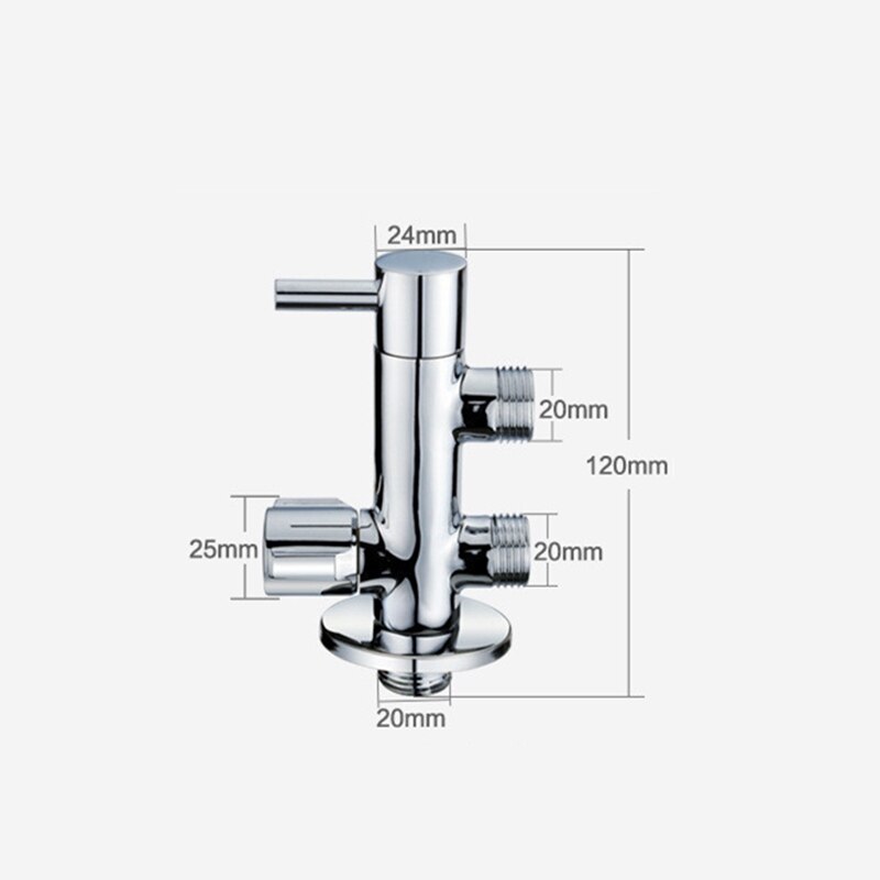 Brass Kitchen Bathroom Accessories Double Outlet Angle Valve for Shower Head Toilet Basin Water Heater Angle Valves Water Tap