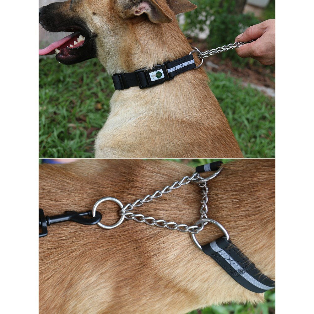 Hondenhalsband met ketting van pvc, reflecterend kussen, anti-bijt, verstelbare trainingshalsband voor grote en kleine honden, puppyproducten