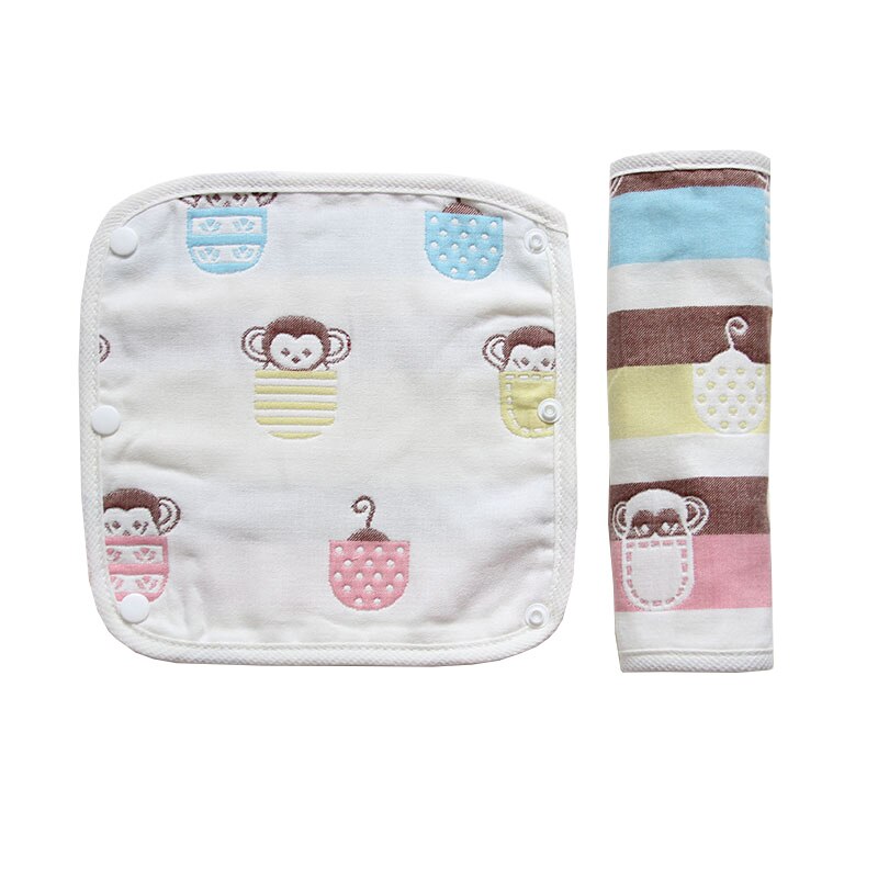 Bebê suprimentos de algodão puro padrão dos desenhos animados impressão saliva toalha espessada fivela escura alimentação toalha 2ps quente: D