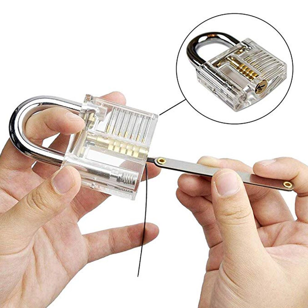 Lock Pick Set with Transparent Training Padlock and Credit Card Lock Picking Tool Kit for Beginner and Pro Locksmiths