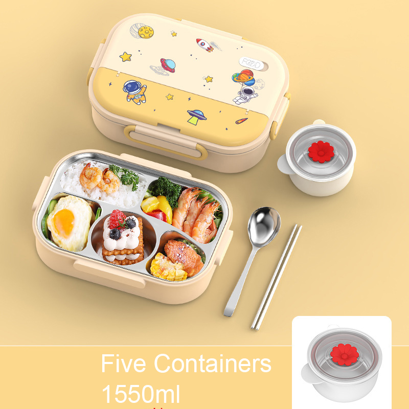 PizzAthome 316 Stainless Steel Lunch Box Food Grade Bento Box for Kids Adult Stackable 2 Layer Containers Leakproof Lunch Box: Gold