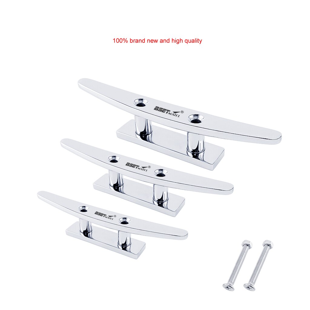 Stainless Steel 316 Low Flat Cleat Boat Cleats Deck Rope Cleat Mooring Dock Cleat Marine Hardware Yacht Accessories Lock bolt