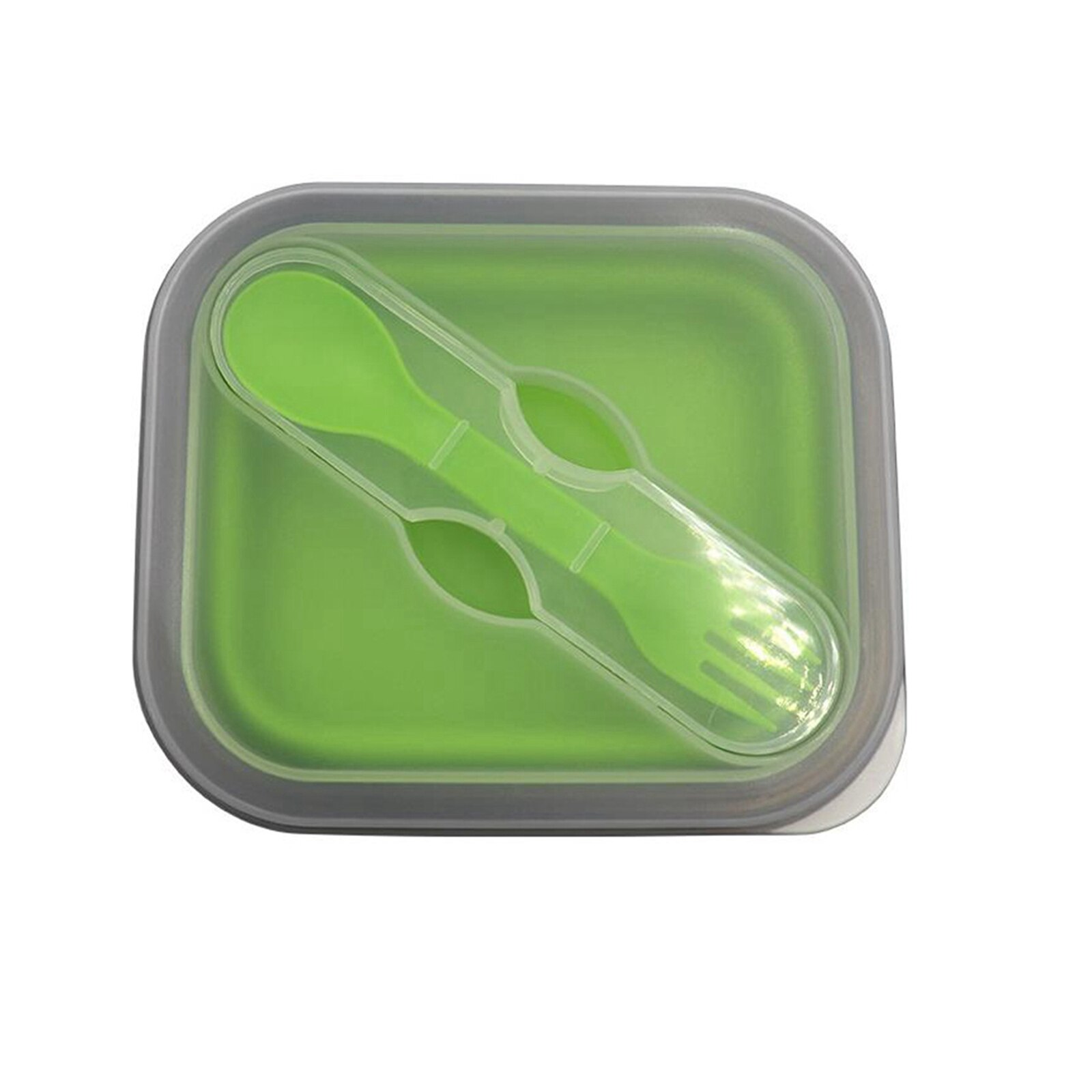 Bento lunch box, 600ml silicone collapsible portable lunch box bowl folding food storage container microwave lunch box: Green