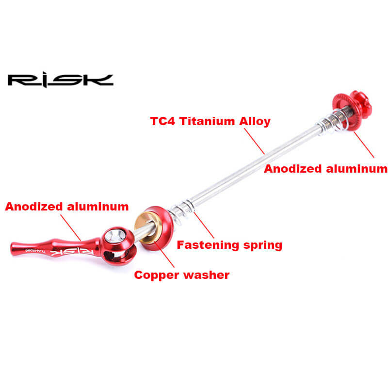 Riesgo de liberación rápida pinchos para bicicleta de aleación de titanio Anti robo QR pinchos para MTB Carretera ruedas de bicicleta de bloqueo de seguridad de piezas de ciclismo