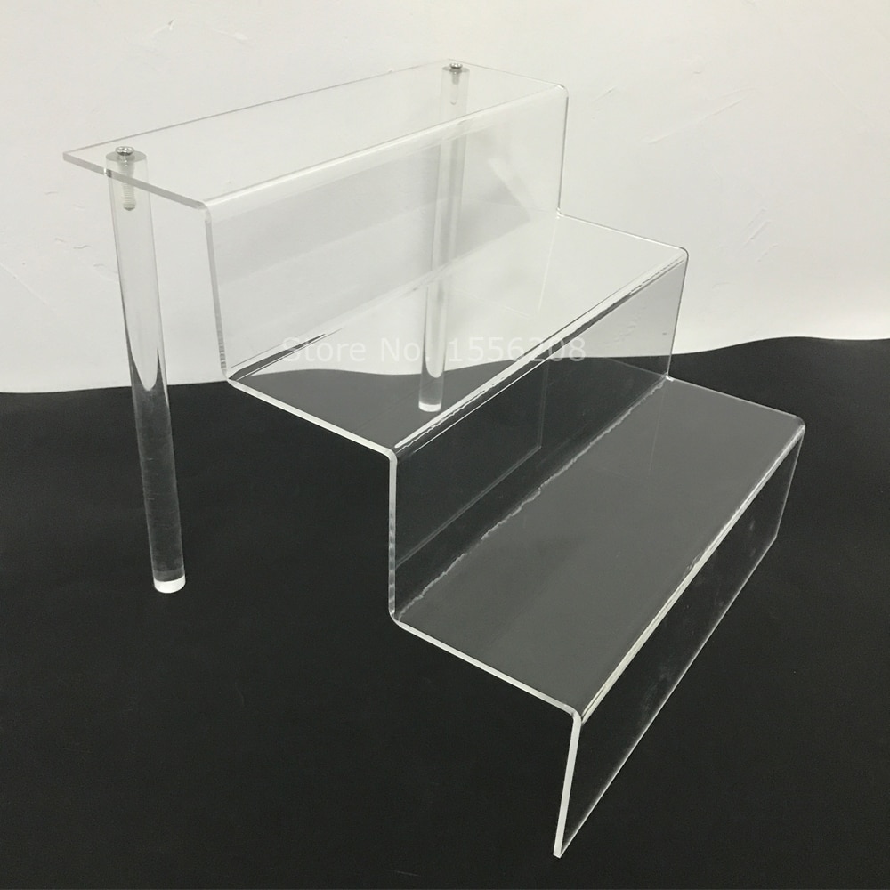 Clear Acryl Dessert Plank Plexiglas Cupcake Stand 3 Tier Display Riser Rack Met Perspex Staaf 75mm Diepte Elke Tier