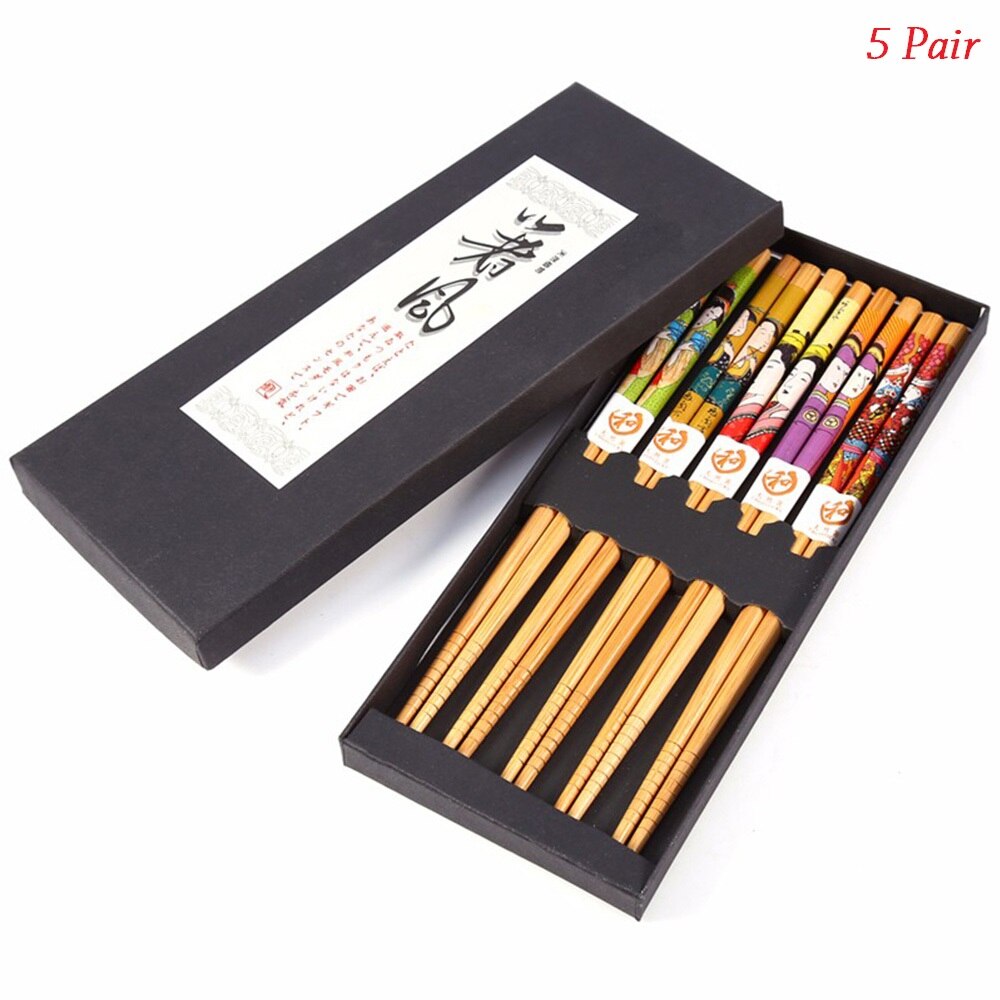 1/3/5 pairs Natural Bamboo Wooden Japanese Chopsticks sushi sticks Chinese Food Chopstick Set Dinnerware: 1