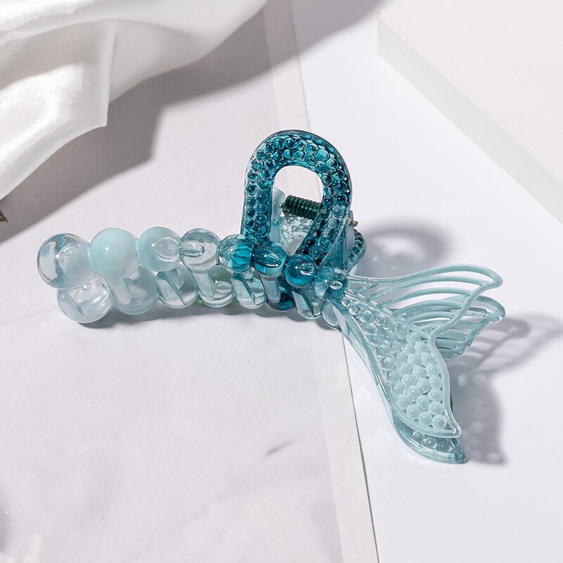 Korean Jelly Gradient Green Acrylic Plate Hair Clip Girl Shark Clip Hair Accessories Hair Clip Clamp Gradient Green Hair Claw