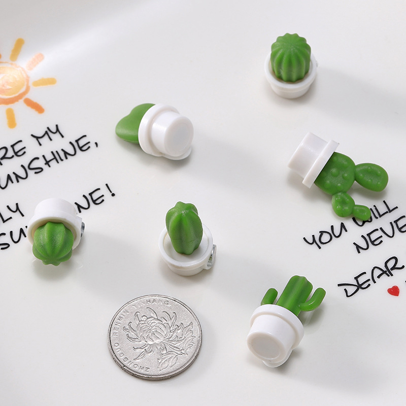 Tablero de mensajes de plantas suculentas en 3D, recordatorio para cocina, botón magnético, accesorios de decoración de Cactus, 6 unids/set por juego: 1