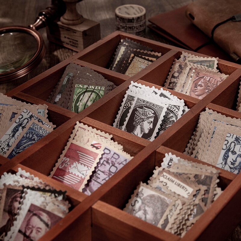 Sellos Vintage nostálgicos de los tiempos, paquete de pegatinas de papel Washi, diario de chatarra, etiqueta decorativa, álbum de recortes