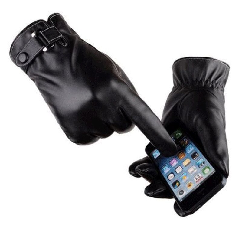 Waterproof Mens Leather Gloves Touch Screen Thermal Lined Driving Warm Gloves