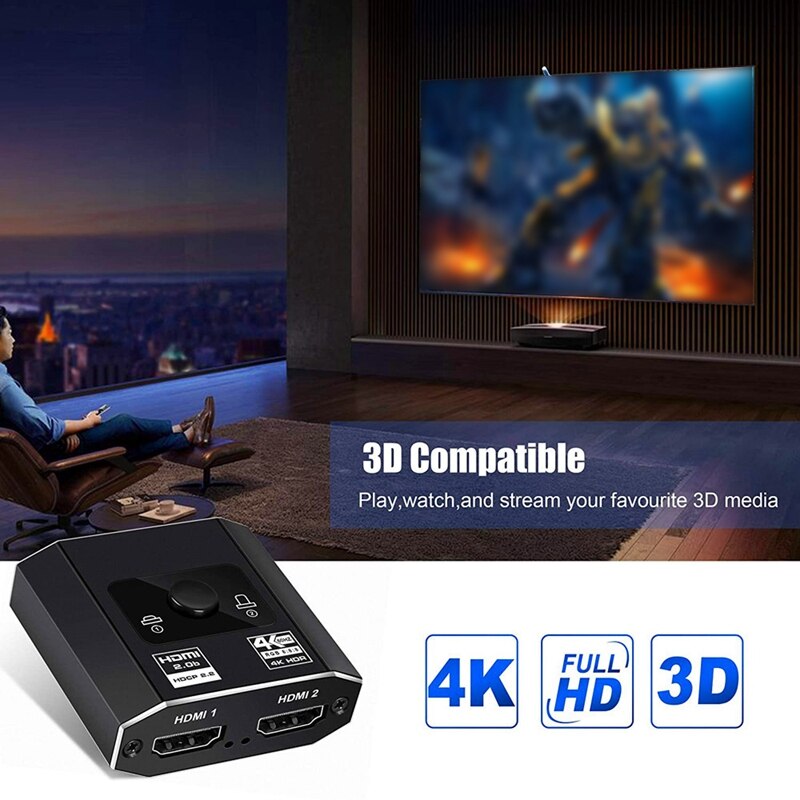 HDMI Smart Switch 4K60Hz HD 2 en 1, convertidor de salida para TV, juego de portátil, consola