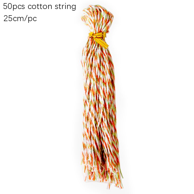 50/100pcs Natural Hemp Strings Red Green Cotton Cords for Tags Handmade Item Packing Decoration Bakery Twines: 50pcsOrgangeCotton
