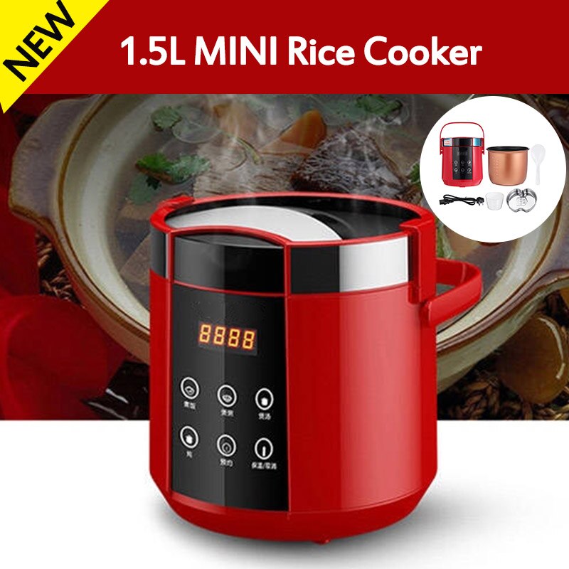 1.5L Electric Rice Cooker 220V Mini 2 Layers Food Steamer Multifunction Meal Cooking Pot Fast Heating Lunch Box 24H Appointment