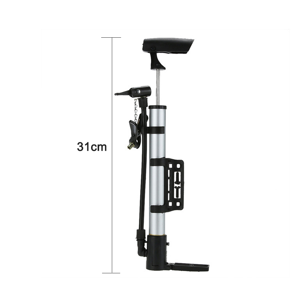 Portable Bicycle Pump Aluminum Mini Bike Floor Pump American/Dunlop Valve Universal Bicycle Tire Inflator Cycling Accessories: Silver