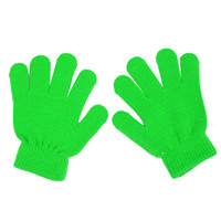 KLV Winter Cute Boys Girls Gloves Solid Color Finger Point Knit Stretch Mittens Winter Warmer Gloves Women Girls: Green
