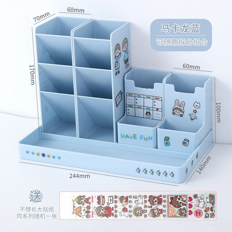 Pen holder Desk Organizer pencil holder Organizers For Desktop Stand Pens Office Accessories school Stationery Storage holders: Macaron Blue