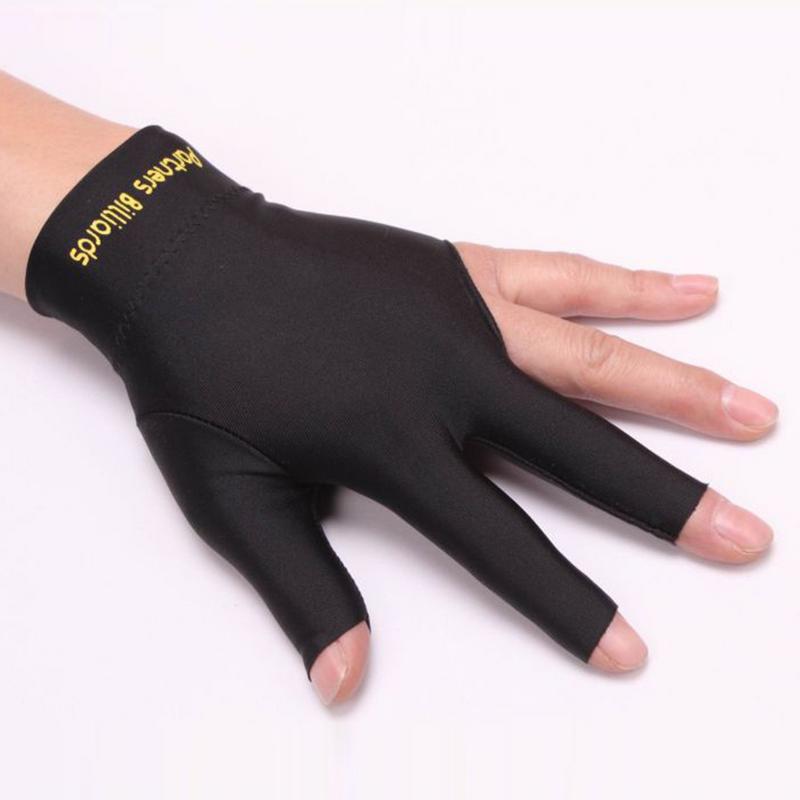 Snooker Billiard Cue Glove Pool Left Hand Open Three Finger Accessory Fitness Accessories: BLACK