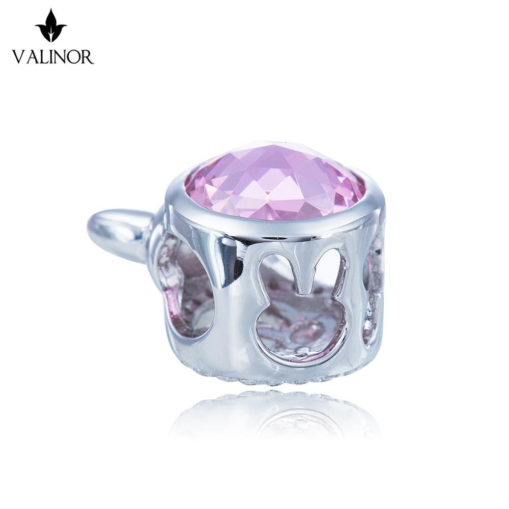 Carino coniglio grande rosa di zircon 925 sterlina perline D'argento di fascini misura I Braccialetti non cambiano Mai colorDDBJ002