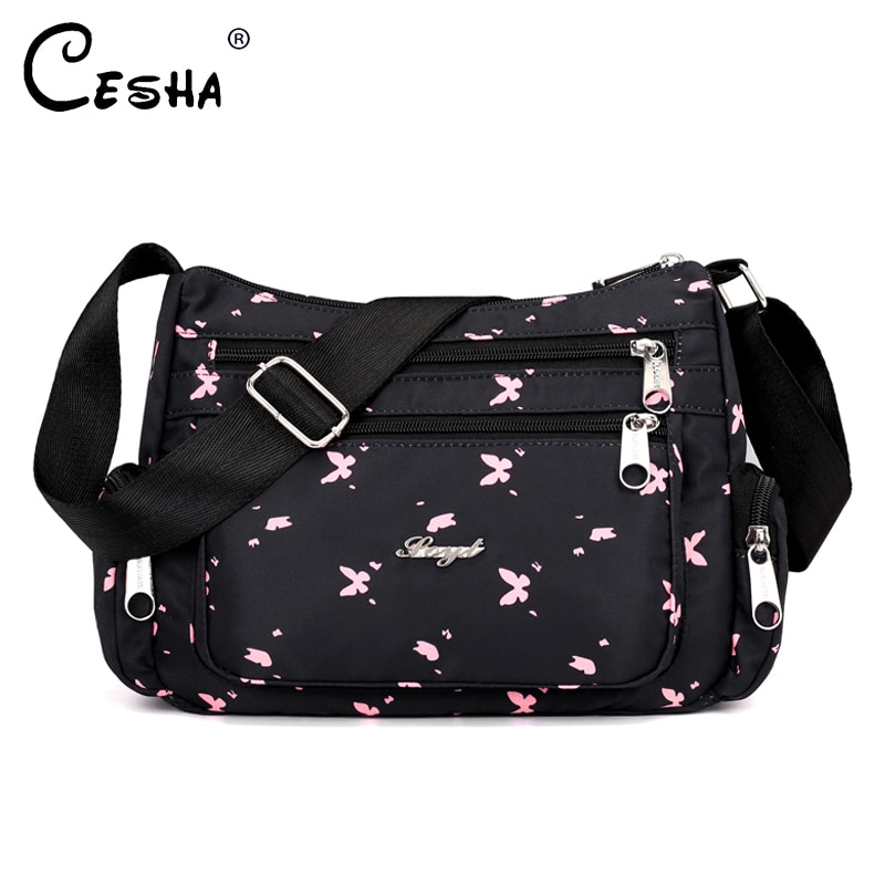 Bolso bandolera de nailon duradero de con Floral para mujer, bolso bandolera de tela impermeable para mujer