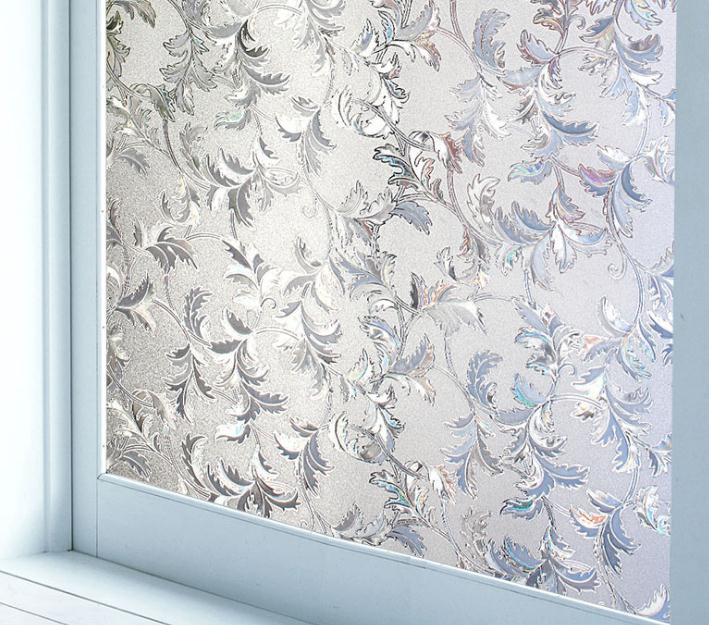 3d privat dekorativt glas klistermærke regnbue effekt klistermærke klæbende vinyl film på aftagelige vinduer anti uv glas klistermærke: 6 blomster
