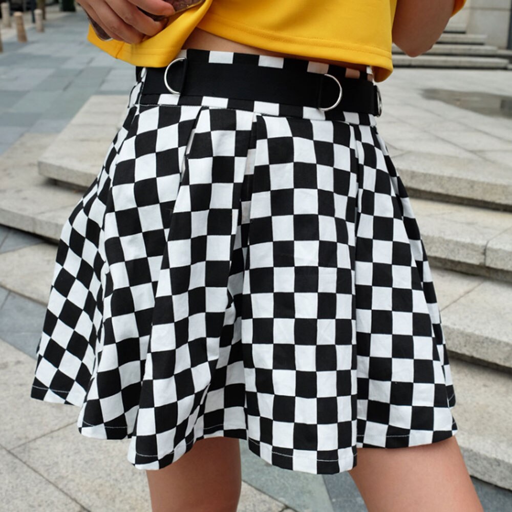 Falda escocesa plisada de cintura alta para mujer, minifalda informal coreana Harajuku, para baile, Club, prendas de vestir, línea A