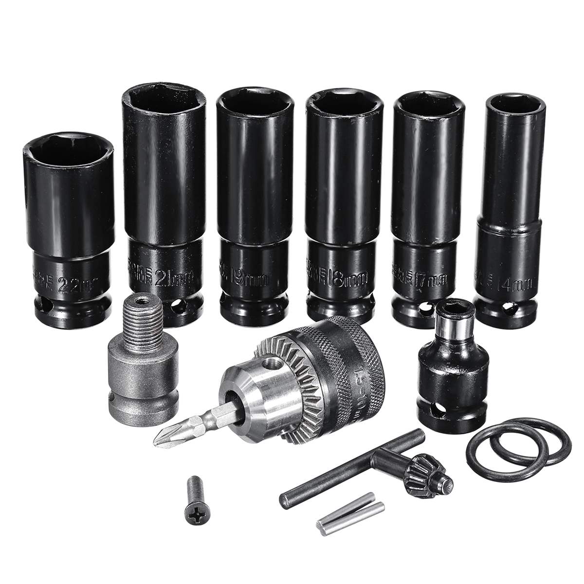 Impact Socket Set Electric Impact Wrench Socket Universal Accessory Wrench Adapter Hand Tool Bit Drill Chuck