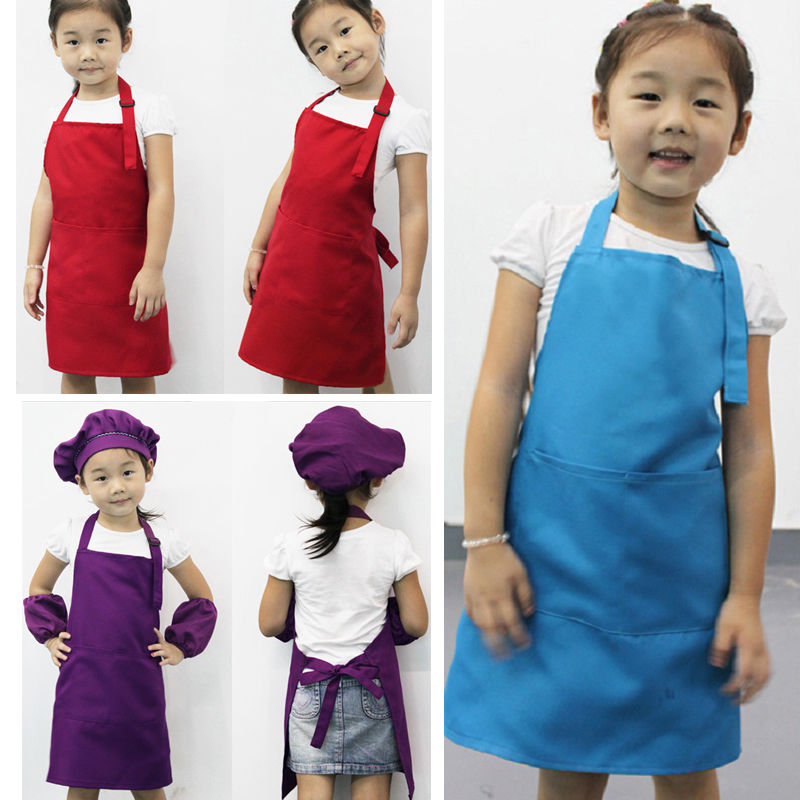 Newest Arrivals faroot Children Kids Plain Apron Kitchen Cooking Baking Painting Cooking Art Bib Apron