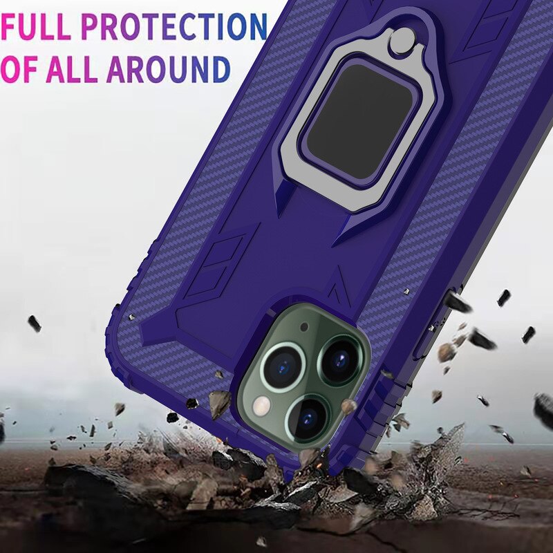 Geschikt Voor IPhone12/12Pro Mobiele Telefoon Case 12Mini Mobiele Telefoon Case 12pro Max Ring Auto Anti-Fall case: 12Promax  blue