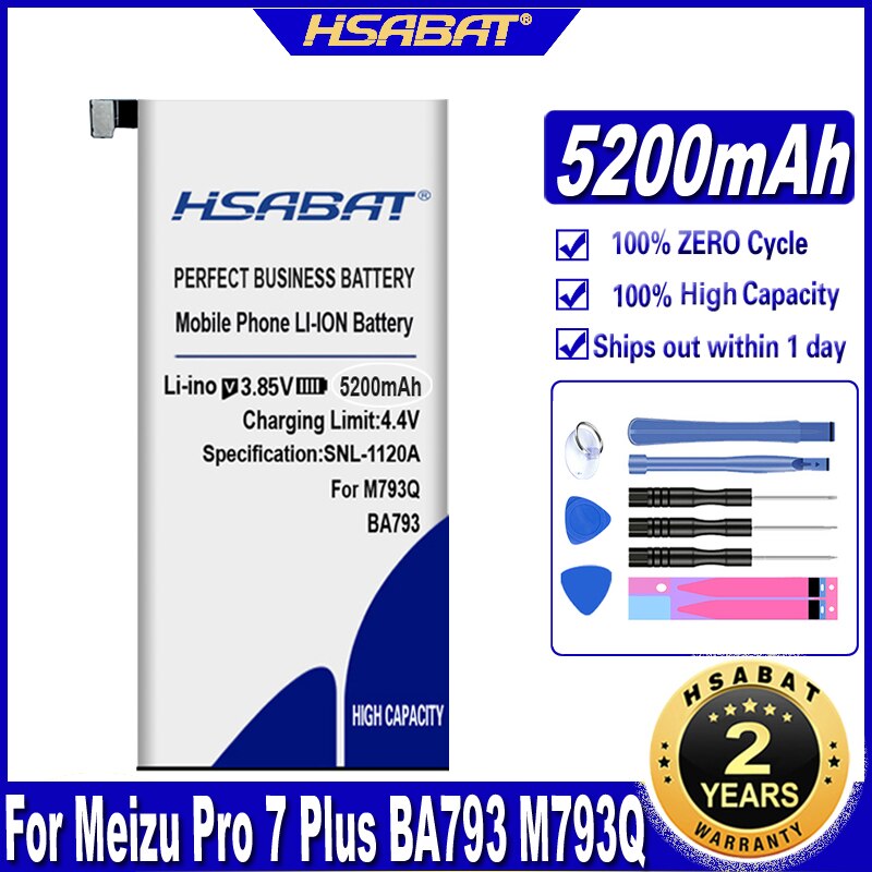 HSABAT-batería BA793 BA792, 5200mAh, para Meizu Pro 7 Plus / Pro 7 M793Q M793M M793H M792C M792C-L M792Q M792M-L