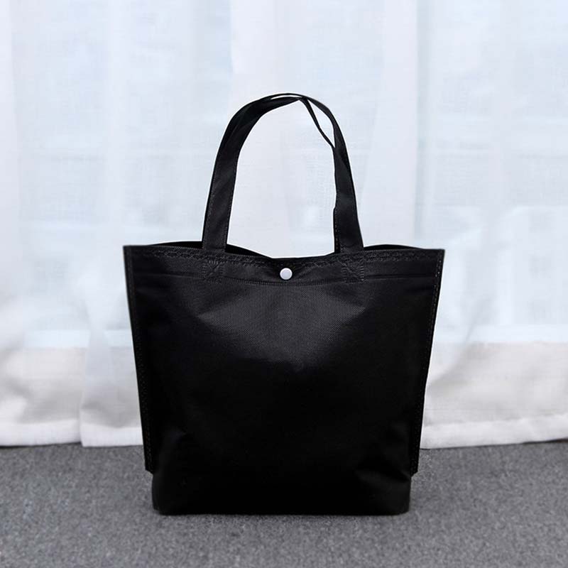 Heißer 36*45cm Faltbare Vlies Stoff Einkaufstasche Reusable Tote Beutel Frauen Reisen Lagerung Handtasche Schulter tasche mit Taste: Black