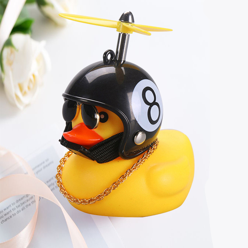 Pato de coche con casco, colgante de viento roto, pato amarillo pequeño, Motor de bicicleta de carretera, casco, accesorios de ciclismo sin luces: Gris