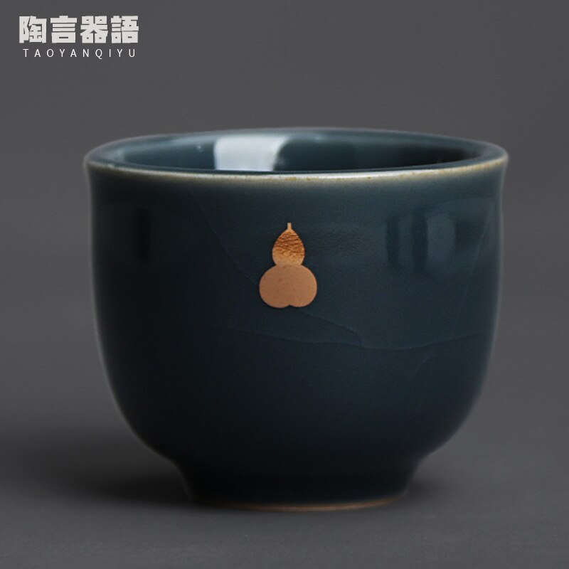 Jingdezhen ji celadon glasur guld tekop håndlavet keramik kung fu te master single kop retro groft keramik te kop: C
