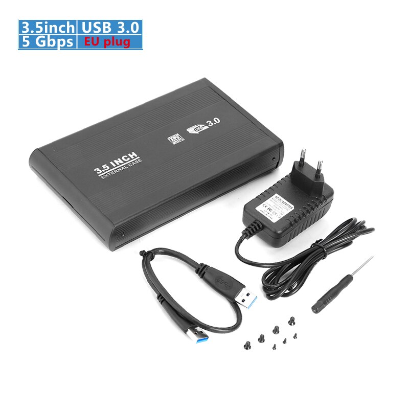 2.5/3.5 inch USB 3.0 to SATA Port SSD Hard Drive Enclosure 480Mbps USB 2.0 HDD Case External Solid State Hard Disk Box: 3.5 inch USB 3.0 EU