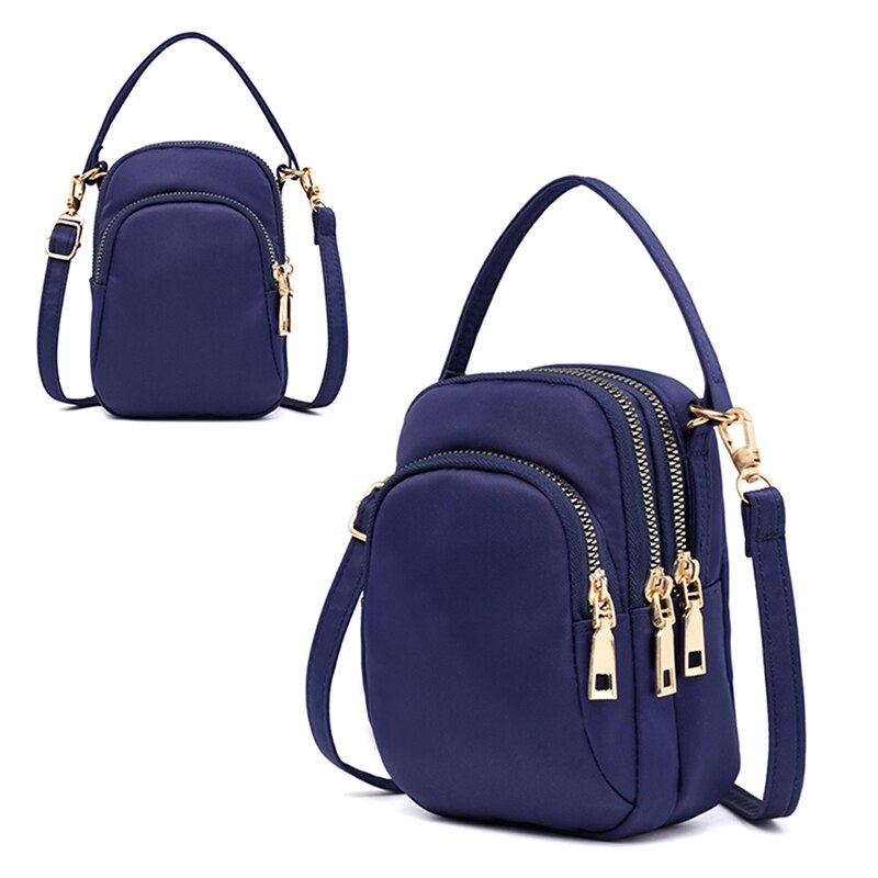 Wasserdichte Oxford-schultertasche für damen, mit kopfhöreröffnung, handytasche, lässiger geldbörse, handytasche, handtasche: Dunkelblau