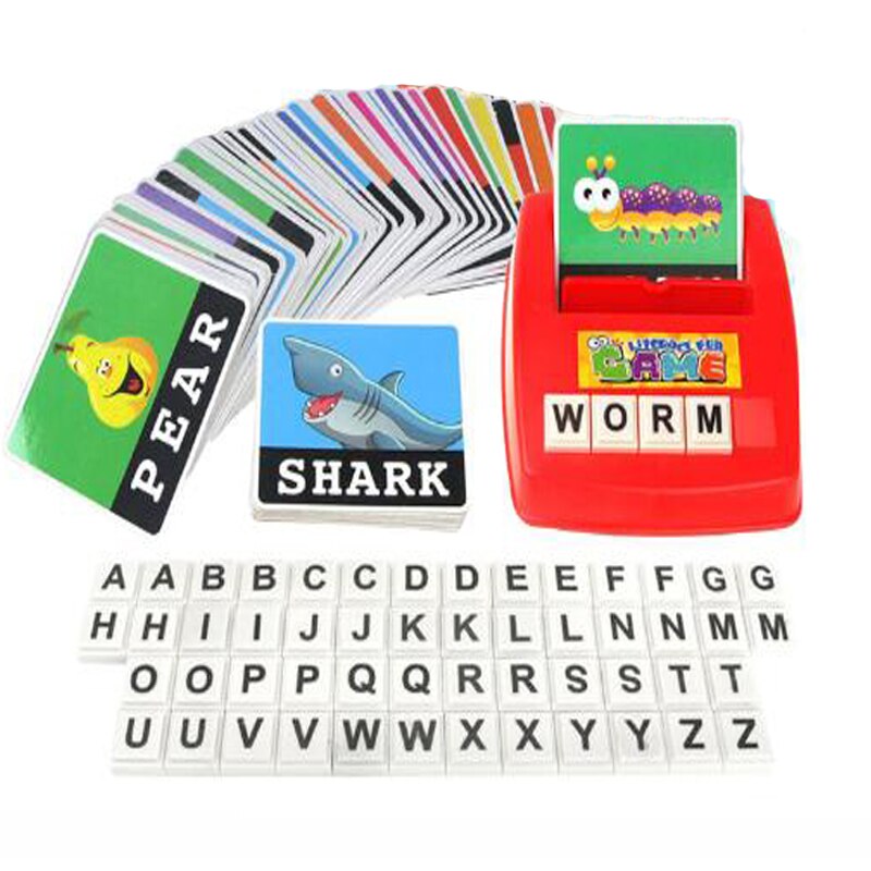 113 stk/sæt engelsk læsefærdigheder kort skrivemaskine desktop spil tidligt børn uddannelse legetøj alfabet bogstaver kort læsefærdighed lær zxh