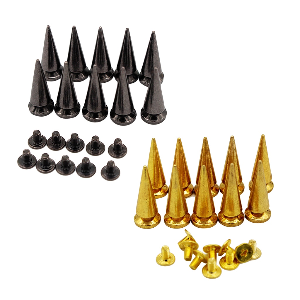 10 Sets Spikes Cone Studs Metalen 25 Mm Spots Rivet Cone Schroef Studs Leathercraft Diy Craft Rock Kleding Handwerk Accessoires