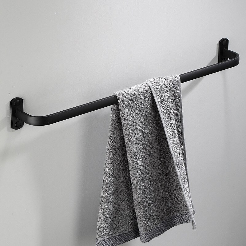 Black toilet towel rack single pole space aluminum simple towel towel bath towel rack hotel bathroom accessories