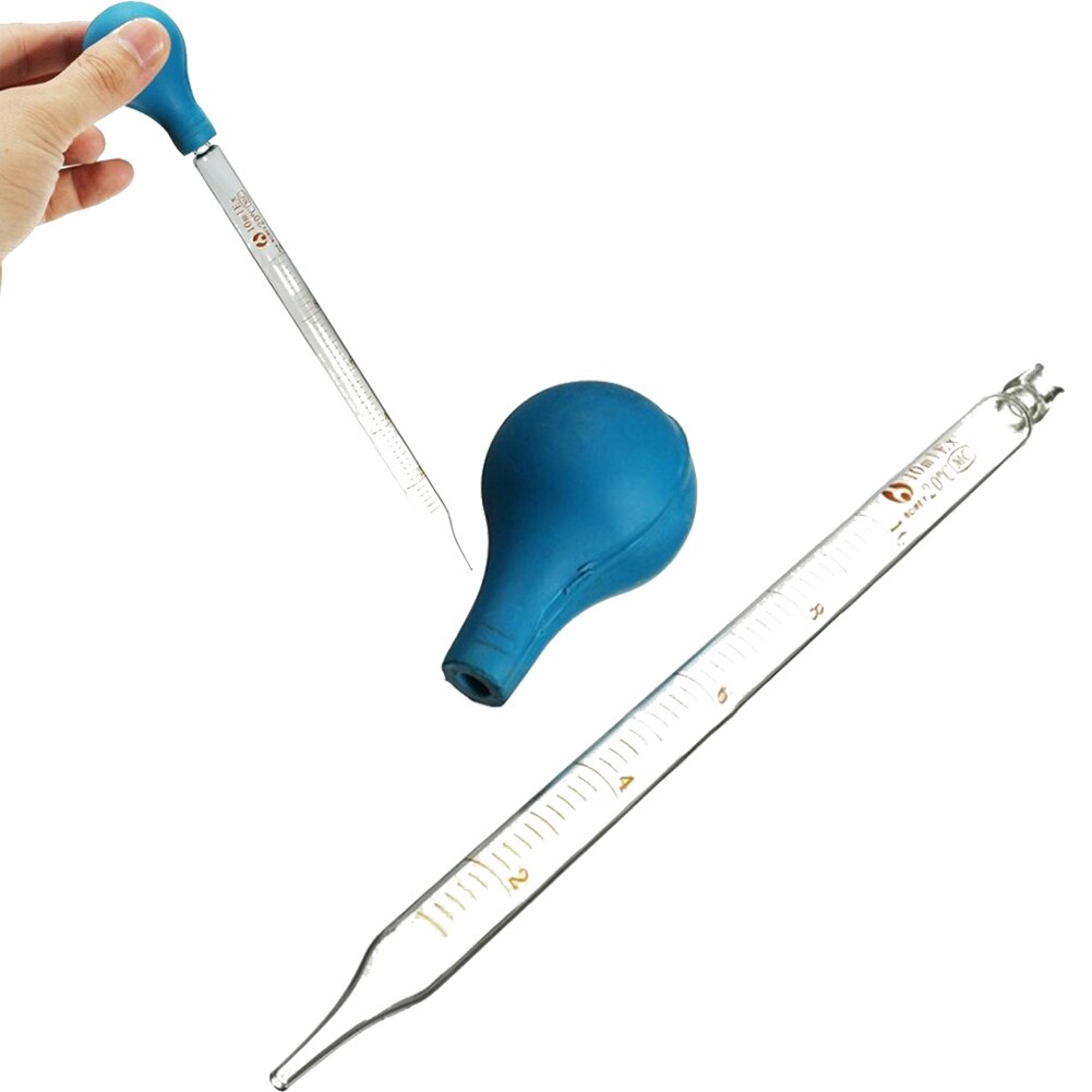 Rubber Hoofd Dropper Glazen Pipet Lab Druppelaar Pipet Met Schaal Lijn Blue & Transparant