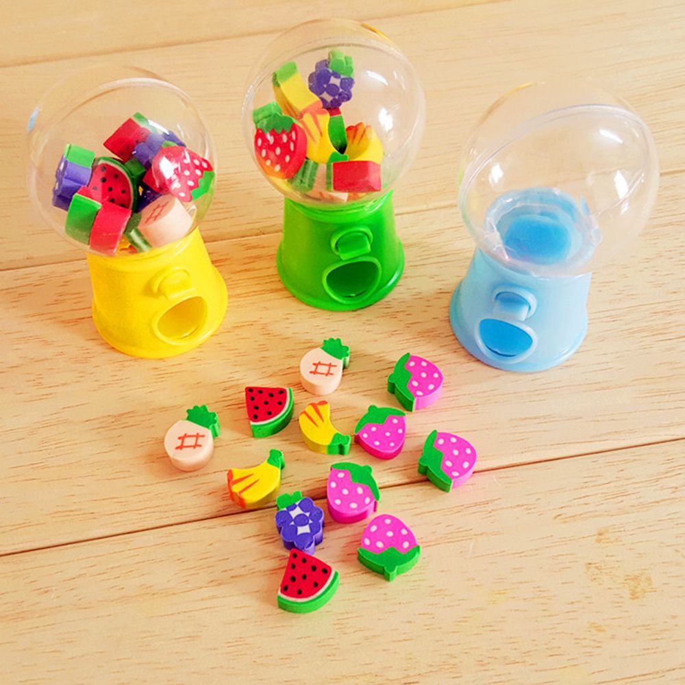 Novelty Gag Toys Anti-stress Fruit Animal Shaped Candy Machine Eraser Mini Rubber School Office Correction Supplies Kids