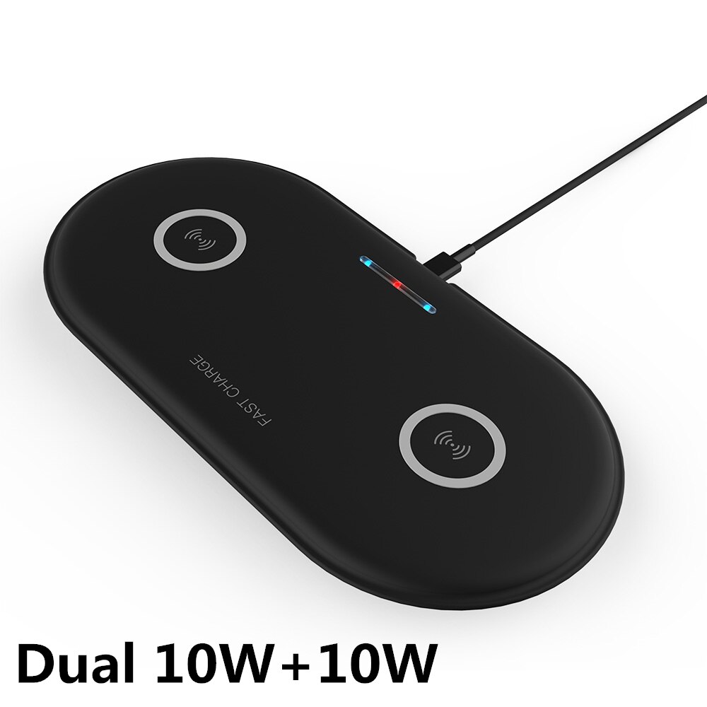 FDGAO 20W Wireless Charger 2 in 1 Dual 10W Fast Charging Pad Qi Quick for iPhone XR XS X 8 Samsung S10 S9 Airpods 2 Dock Station: Dual 10W