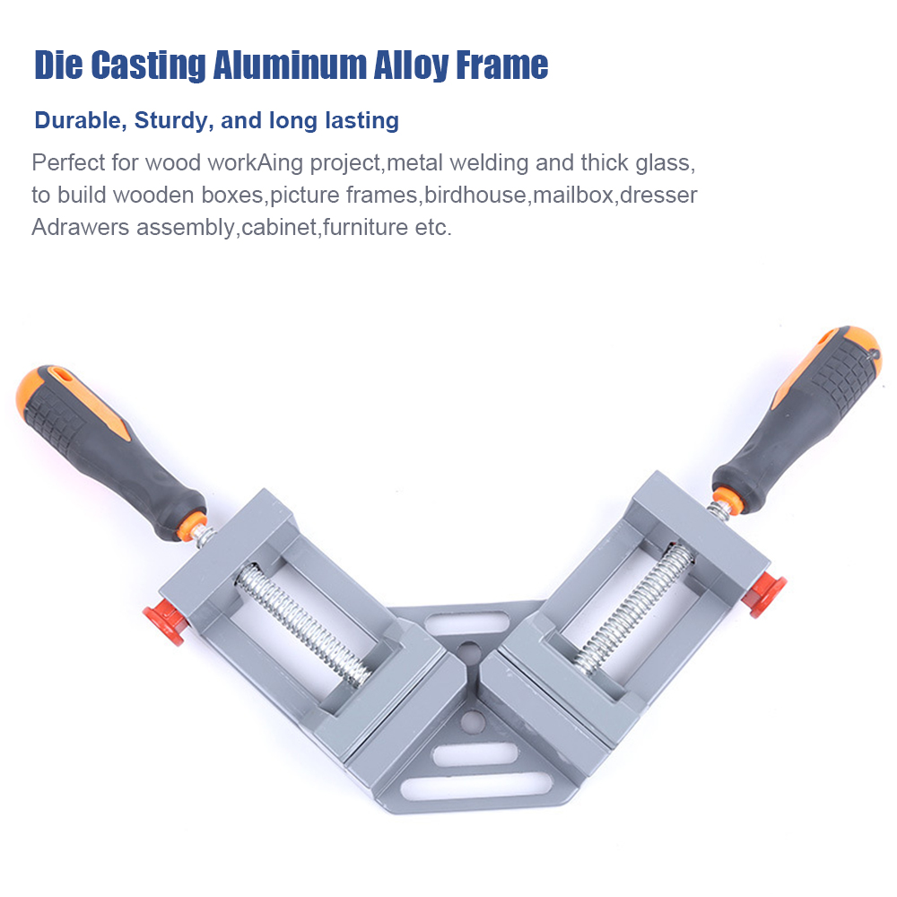 90 Degree Corner Clamp Quick-Jaw Double Handle Spring Loaded Right Angle Clamp Swing Jaw Woodworking Welding Clip Clamp Tool