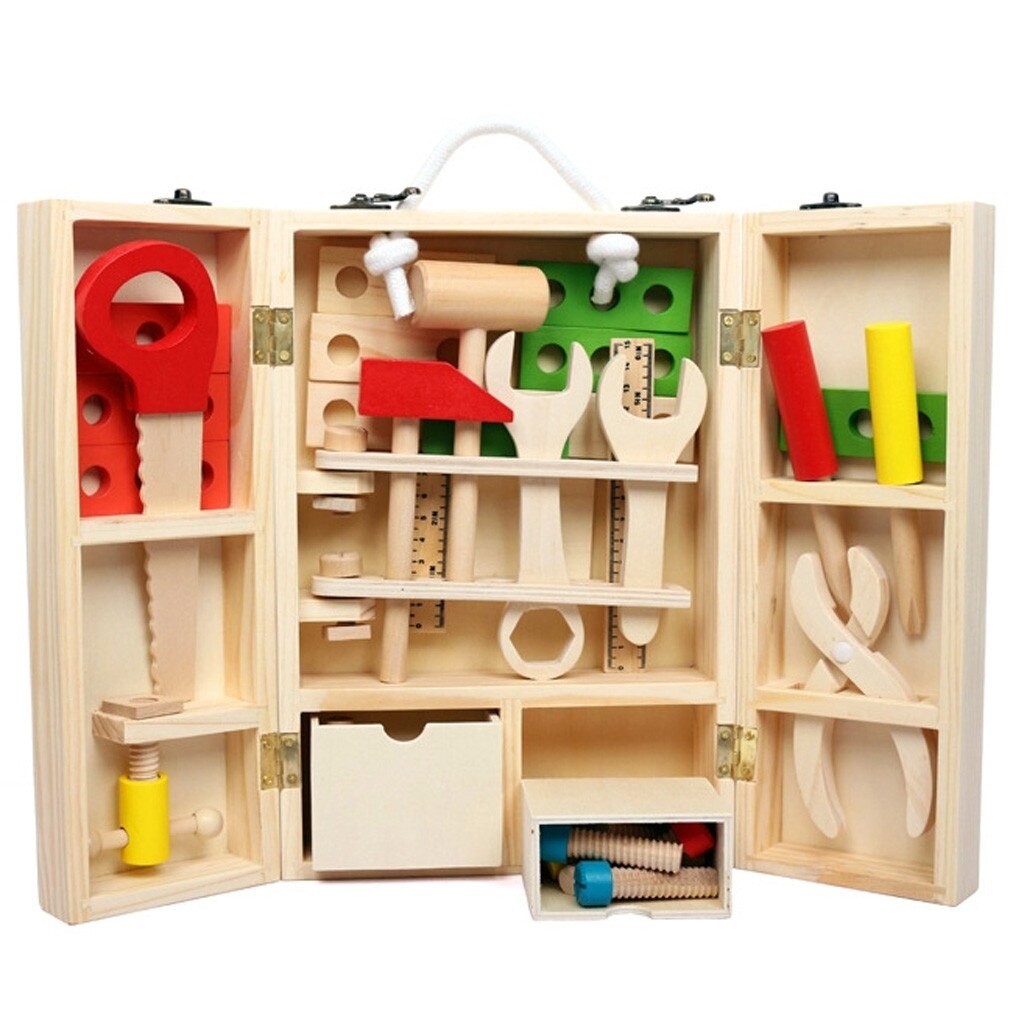 Houten Speelgoed Pretend Play Toolbox Accessoires Set Educatief Bouw Speelgoed Toolbox Educatief Speelgoed Jongen Plastic Game
