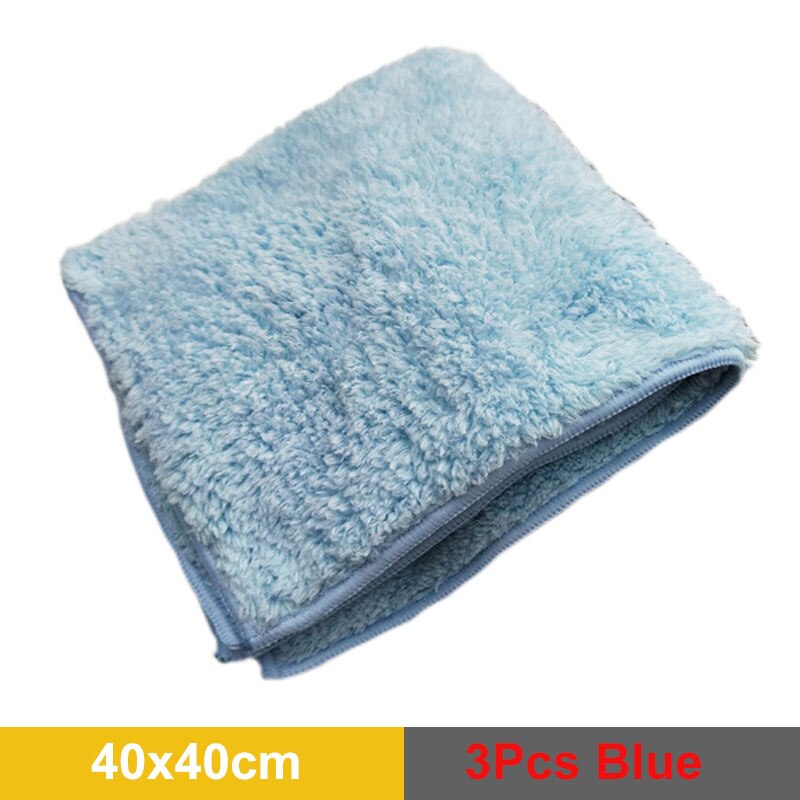 Ekstra blød bilvask voksbehandlet krystal mikrofiber håndklæde bilrengøring tørringsklud bilpleje klud detaljering vaskehåndklæde aldrig scrat: 3 stk blå