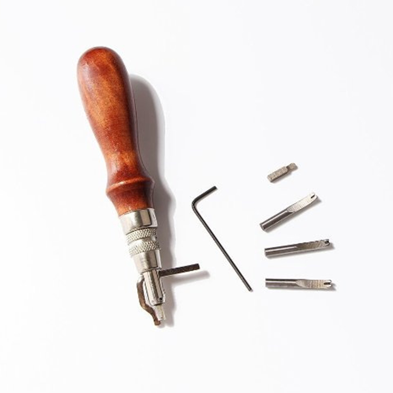 7 in 1 Multifunction Trenching Tools Digging Device Pro Leathercraft Adjustable Handle Stitching Sewing Crease Leather Tools Set