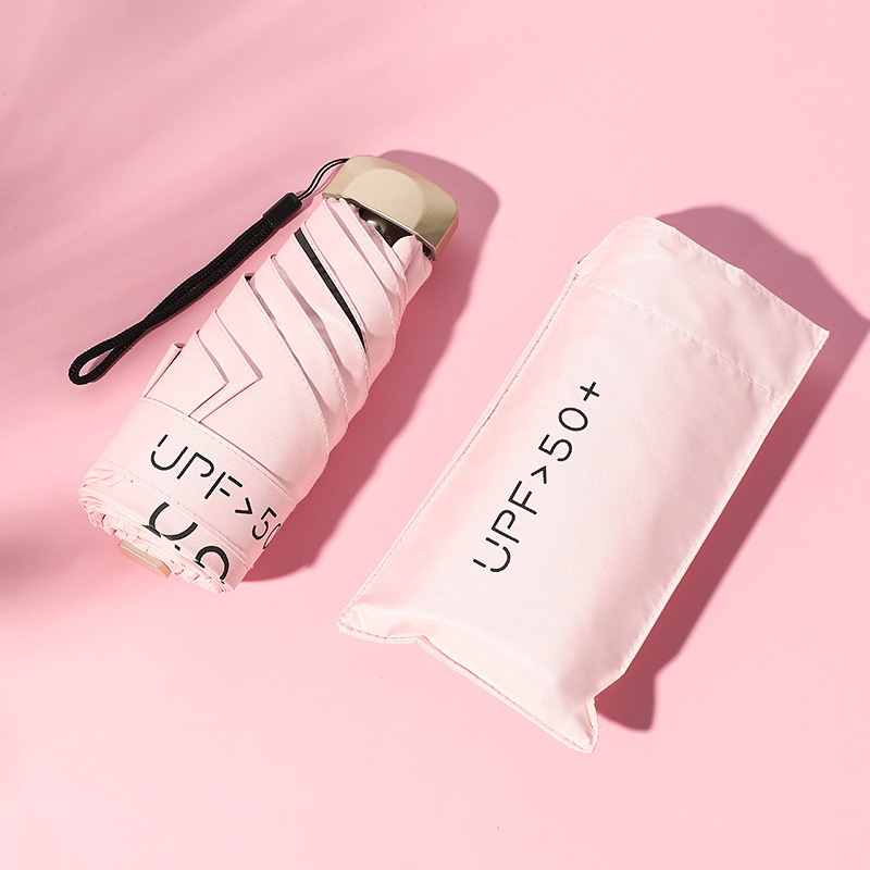 Mini Umbrella Pocket UV 5 Folding Cartoons Sun Umbrella Mini For Rain Women Male Japanese Waterproof Folding Yellow Umbrella: pink