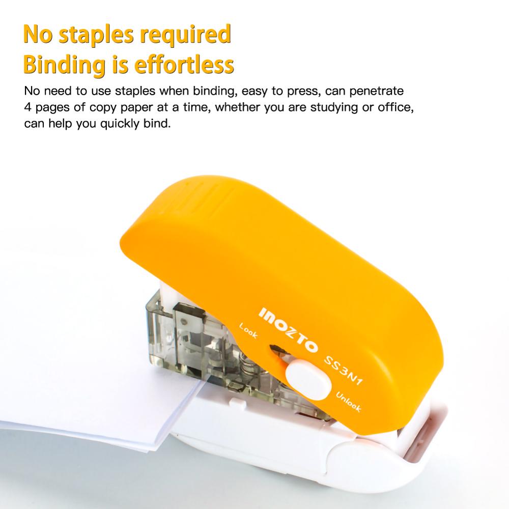 3 in 1 No Nails No Staples Needleless stapler/Hole punch/Letter opener Stapling Machine Mini Staple Stapleless Stapler