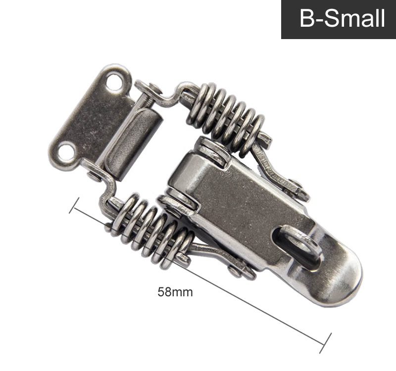 304 stainless steel double spring buckle ,Wooden box Toolbox ,Heavy duty lock,with lock hole,Electromechanical box Accessories: B Small with hole