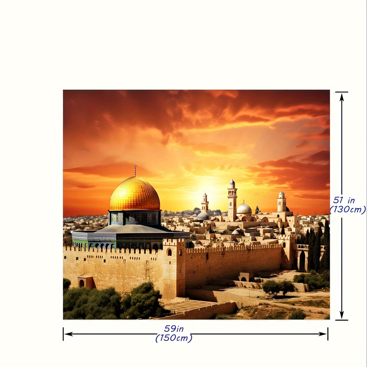1 piece of Jerusalem background, Bethlehem photography background, sunset dome rock background, party room decoration banner: L