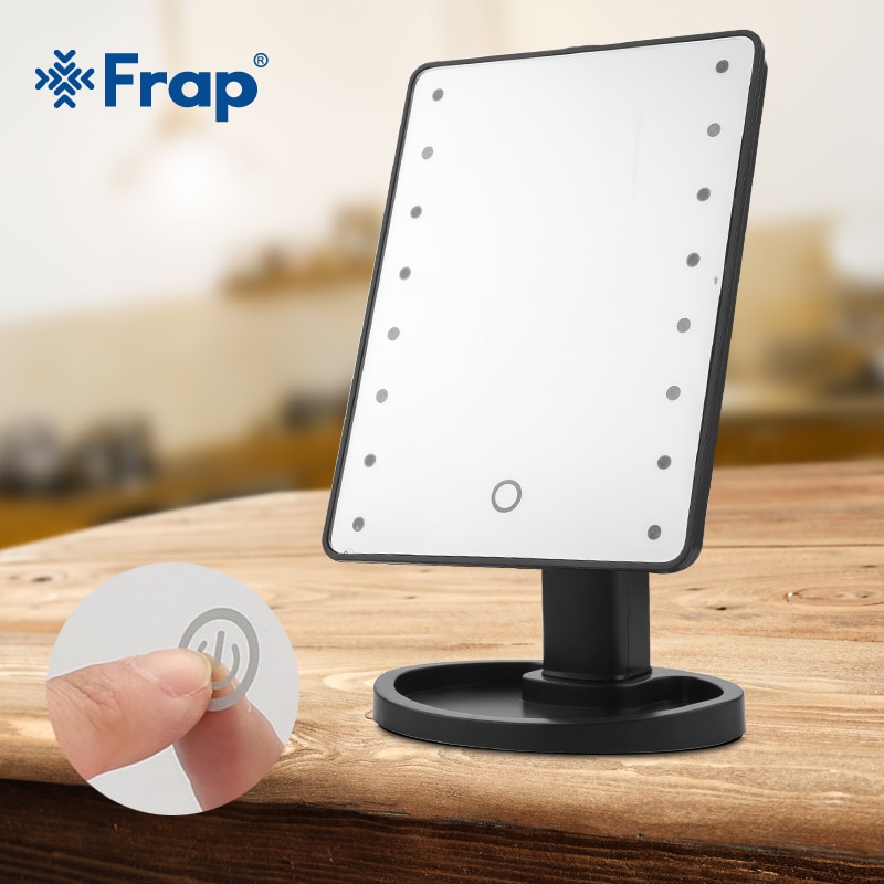 Espejo de baño Frap pantalla táctil LED vanidad con 16 luces LED belleza ajustable encimera 180 rotación Y61004/5/6